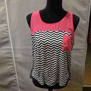 Rue21 Pink and Black Graphic Sleeveless Tank Top
